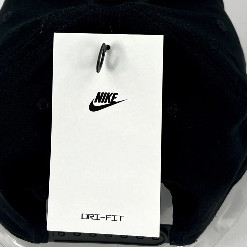 NIKE HAT/CAP UNISEX, JET BLACK, UNISEX, ADJ STRAP, WHITE LOGO EMBROIDERED UNISEX - Picture 13 of 15